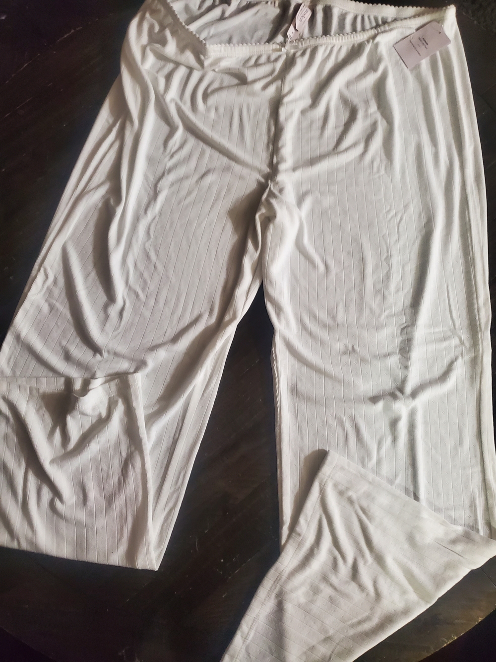 Auden White Ribbed Wide-Leg Lounge Pants